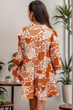 Load image into Gallery viewer, Printed Tiered Half Button Lantern Sleeve Mini Dress