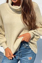 Load image into Gallery viewer, Rib-Knit Lantern Sleeve Turtleneck Sweater