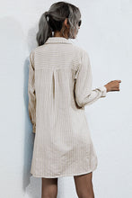 Load image into Gallery viewer, Lace Up Collar Shirt Dress