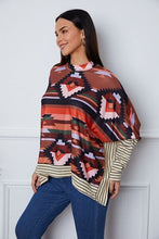 Load image into Gallery viewer, Geometric Striped Splicing Round Neck Blouse