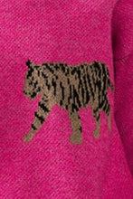 Load image into Gallery viewer, Tiger Pattern Round Neck Drop Shoulder Sweater