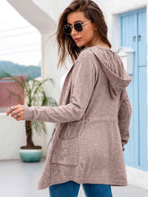 Load image into Gallery viewer, Cable-Knit Drawstring Hooded Cardigan