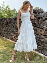 Load image into Gallery viewer, Ruffle Shoulder Frill Trim Smocked Lace Tiered Dress