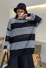 Load image into Gallery viewer, Two-Tone Striped Tunic Knit Top