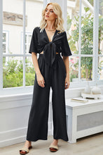 Load image into Gallery viewer, Tie Front Top & Wide Leg Pants Set