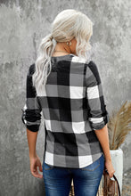 Load image into Gallery viewer, Plaid V-Neck Long Sleeve Top