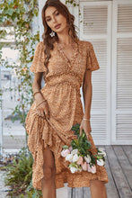 Load image into Gallery viewer, Leopard Frill Trim Flutter Sleeve Dress