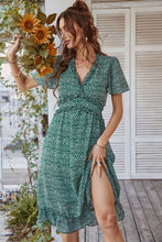 Load image into Gallery viewer, Leopard Frill Trim Flutter Sleeve Dress