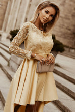Load image into Gallery viewer, Spliced Lace High-Low Long Sleeve Dress