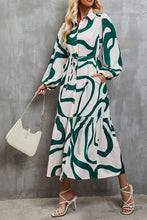 Load image into Gallery viewer, Tie-Waist Printed Button Up Dress