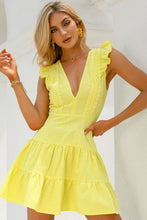Load image into Gallery viewer, Tie-Back Tiered Plunge Mini Dress