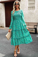 Load image into Gallery viewer, Smocked Flounce Sleeve Midi Dress