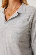 Load image into Gallery viewer, Collared Neck Dropped Shoulder T-Shirt