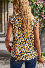 Load image into Gallery viewer, Floral Ruffle Collar Flutter Sleeve Top