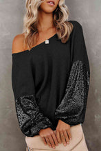 Load image into Gallery viewer, Sequin Waffle-Knit Blouse