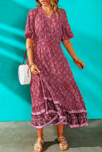 Load image into Gallery viewer, Bohemian Tassel Tie Pompom Detail Maxi Dress
