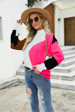 Load image into Gallery viewer, Color Block Mock Neck Ribbed Trim Sweater
