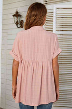 Load image into Gallery viewer, Notched Neck Slit Cuffed Blouse