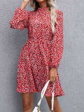 Load image into Gallery viewer, Floral Mock Neck Long Sleeve Dress