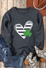 Load image into Gallery viewer, Heart Lucky Clover Round Neck Dropped Shoulder Sweatshirt