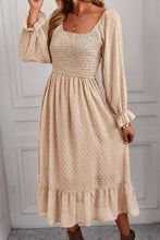 Load image into Gallery viewer, Swiss Dot Smocked Ruffle Hem Flounce Sleeve Dress