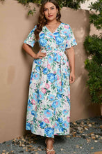 Load image into Gallery viewer, Plus Size Tied Surplice Short Sleeve Maxi Dress