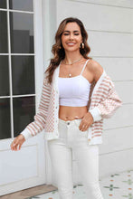 Load image into Gallery viewer, Button-Down Stripe & Plaid Contrast Pattern Cardigan