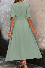 Load image into Gallery viewer, Smocked Quarter Button Short Sleeve Dress