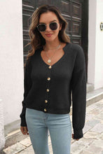 Load image into Gallery viewer, Button-Down Dropped Shoulder Ribbed Cardigan