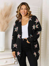 Load image into Gallery viewer, Star Pattern Open Front Cardigan with Pockets