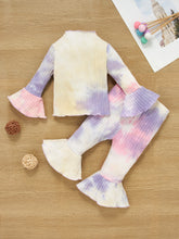 Load image into Gallery viewer, Baby Girl Tie-Dye Ribbed Bell Sleeve Top and Bell Bottoms Set