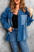 Load image into Gallery viewer, Color Block Snap Denim Jacket