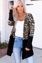 Load image into Gallery viewer, Leopard Color Block Open Front Longline Top