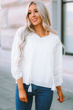 Load image into Gallery viewer, Swiss Dot Tassel Tie Blouse