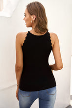 Load image into Gallery viewer, Scalloped Trim Ribbed Sleeveless Top