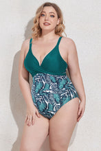 Load image into Gallery viewer, Plus Size Two-Tone Tie Back One-Piece Swimsuit