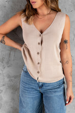 Load image into Gallery viewer, Button Front Ribbed Sleeveless Top