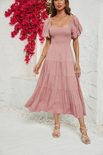 Load image into Gallery viewer, Smocked Square Neck Tiered Dress