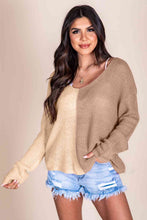 Load image into Gallery viewer, Contrast Color V-Neck Long Sleeve Pullover Sweater