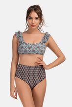 Load image into Gallery viewer, Printed Square Neck Ruffled Bikini Set