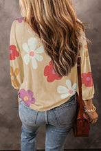 Load image into Gallery viewer, Flower Round Neck Long Sleeve Blouse