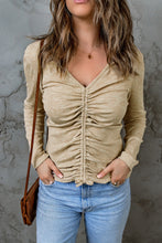 Load image into Gallery viewer, Drawstring Gathered Detail Long Sleeve Knit Top