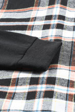 Load image into Gallery viewer, Plaid Drawstring Button Front Hooded Jacket