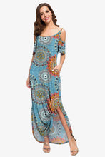 Load image into Gallery viewer, Slit Scoop Neck Cold-Shoulder Maxi Dress