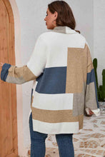 Load image into Gallery viewer, Plus Size Color Block Long Sleeve Cardigan