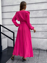 Load image into Gallery viewer, Pleated Surplice Tie Waist Maxi Dress