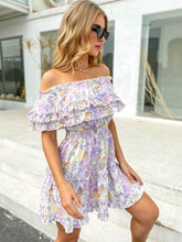 Load image into Gallery viewer, Floral Frill Trim Layered Off-Shoulder Dress