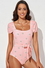 Load image into Gallery viewer, Square Neck Tie Detail One-Piece Swimsuit