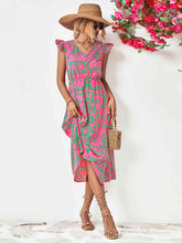 Load image into Gallery viewer, Floral V-Neck Cap Sleeve Dress
