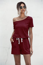 Load image into Gallery viewer, One Shoulder Tie Waist Romper